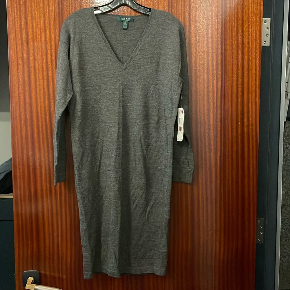Lauren Ralph Lauren NWT grey merino wool dress